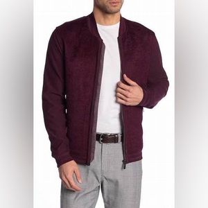 TED Baker Curlay Bomber Jacket, Dark Red, textured luxury business casual sz xl